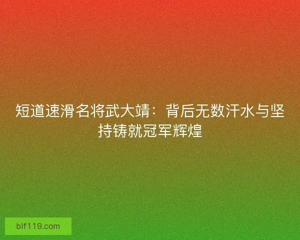 短道速滑名将武大靖：背后无数汗水与坚持铸就冠军辉煌