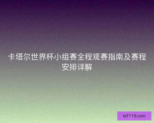 卡塔尔世界杯小组赛全程观赛指南及赛程安排详解 卡塔尔世界杯小组赛全程观赛指南及赛程安排详解